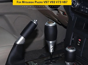 Pajero Premium Alloy & Leather Gear Shift Knob / Elegant Handbrake Lever Upgrade & Gear Handle Accessory