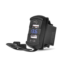 Load image into Gallery viewer, Rocker Switch USB with Voltage Voltmeter Blue/Red
